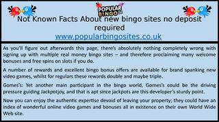 New Bingo Sites No Deposit